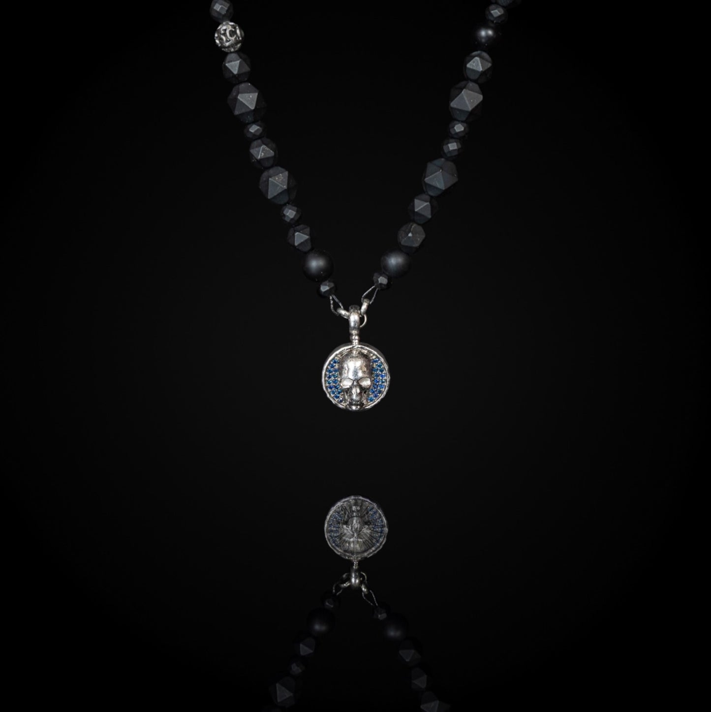 Protection Skull Blue Sapphire Necklace.