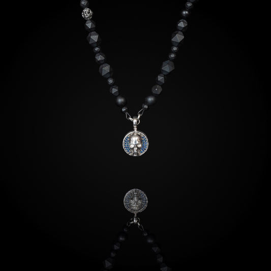 Protection Skull Blue Sapphire Necklace.