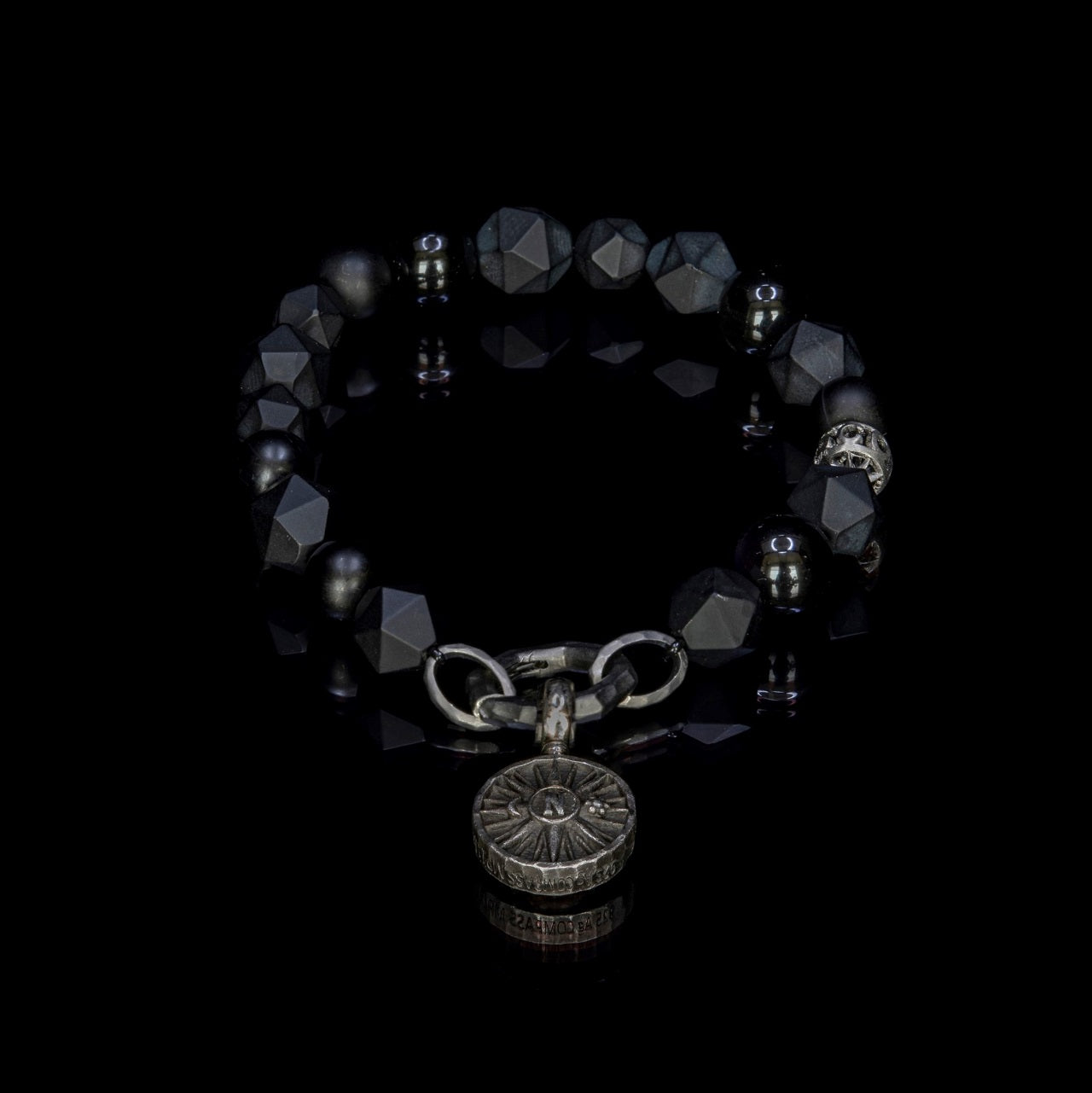 All Black Protection Skull Blue Sapphire Bracelet (New)