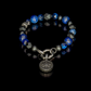 All Black & Blue Skull Communication Black Diamond Bracelet  (New)