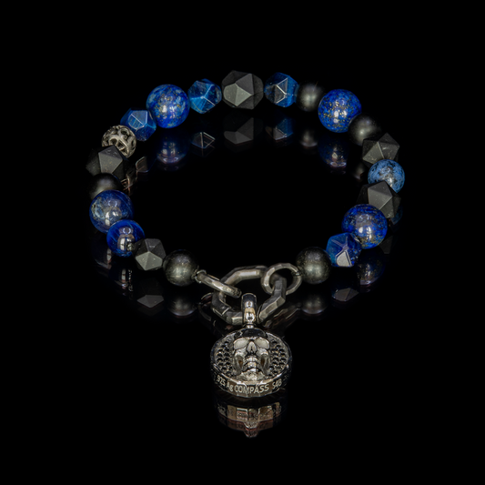 All Black & Blue Skull Communication Black Diamond Bracelet  (New)