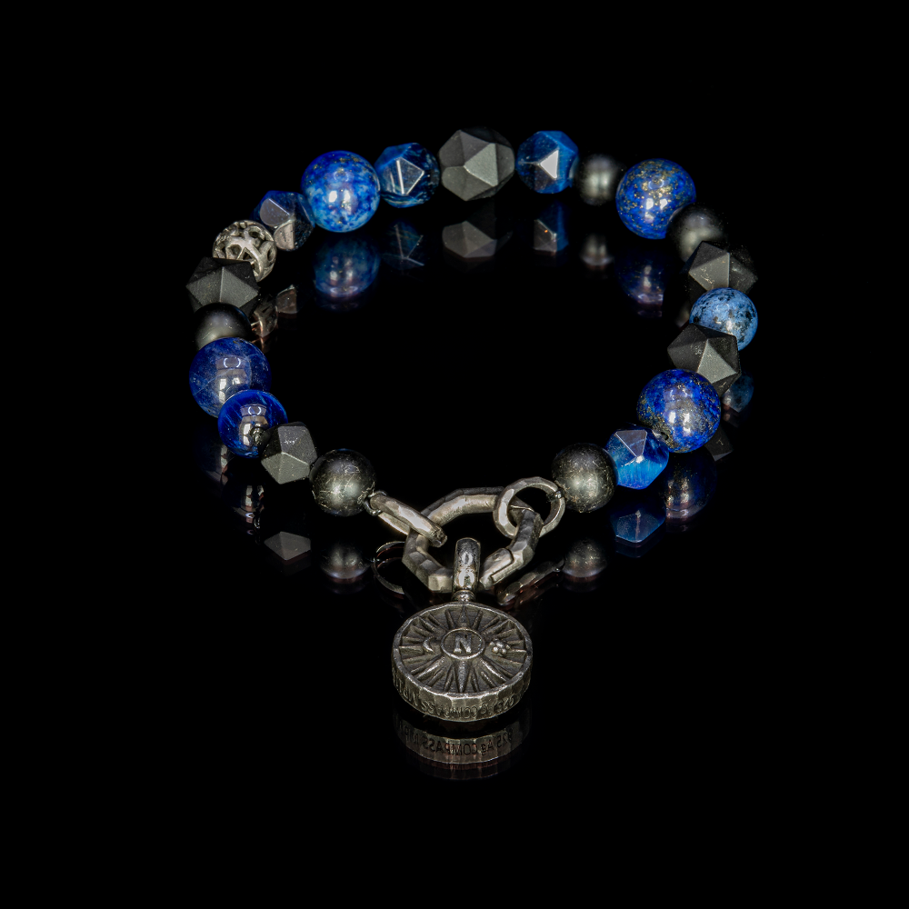 All Black & Blue Skull Communication Bracelet (New)