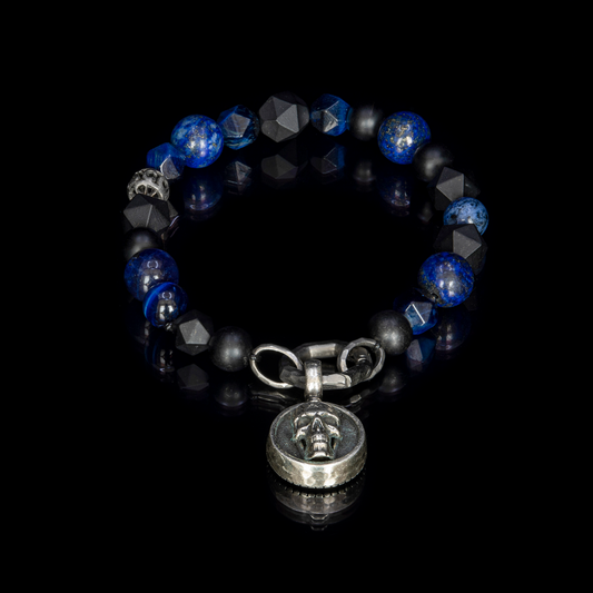 All Black & Blue Skull Communication Bracelet (New)