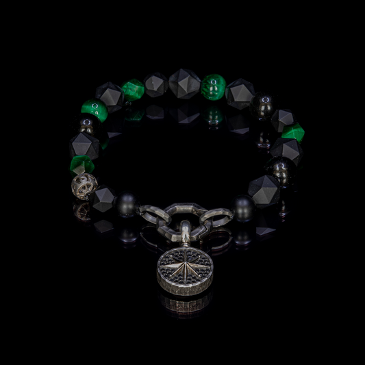 All Black & Green Prosperity Meridian Black Diamond Bracelet  (New)