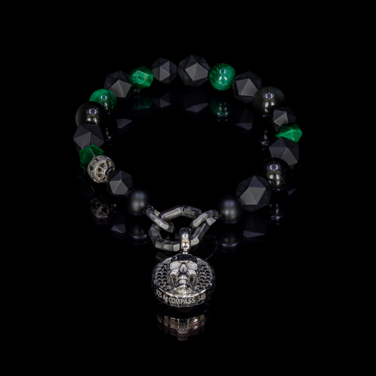 All Black & Green Skull Prosperity Black Diamond Bracelet (New)