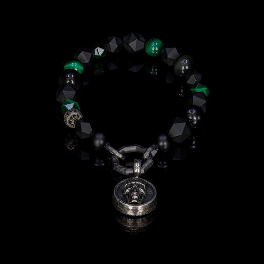 All Black & Green Skull Prosperity Bracelet (New)